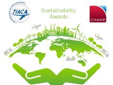 Green globe with hands and sustainability logos