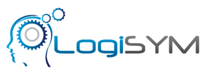 LogiSYM logo with head and gears